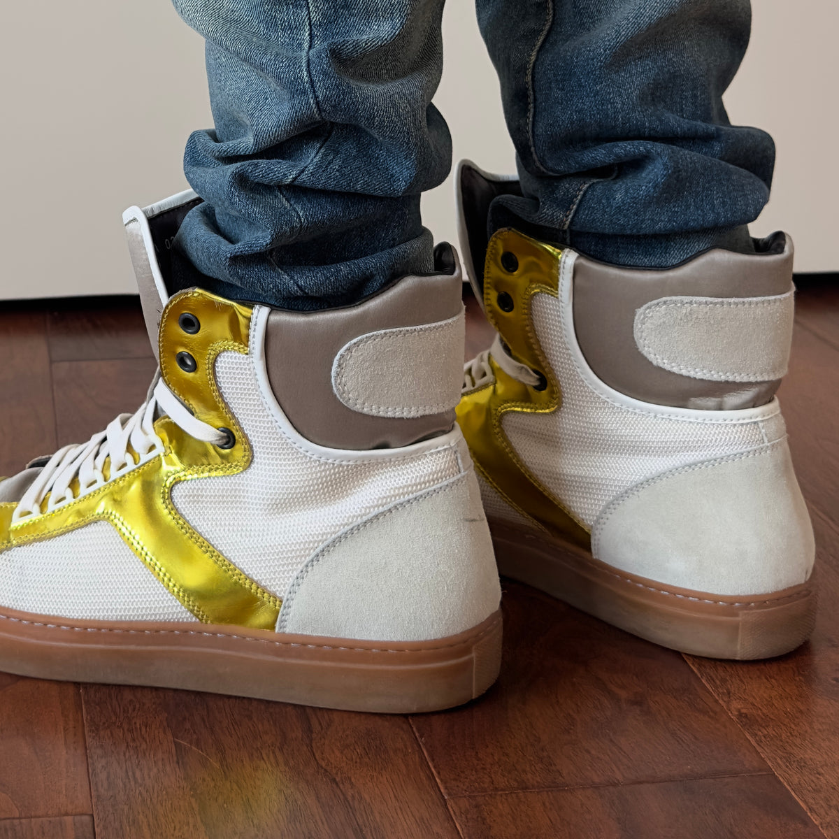 Lanvin 2010s Metallic Gold High-Top Sneakers