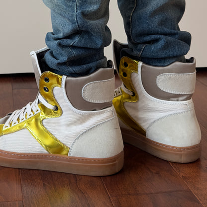 Lanvin 2010s Metallic Gold High-Top Sneakers