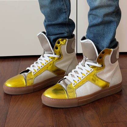 Lanvin 2010s Metallic Gold High-Top Sneakers