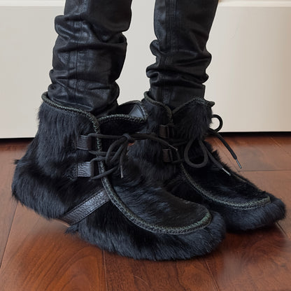 Dsquared2 F/W 1999-2000 Black Fur Moccasin Boots