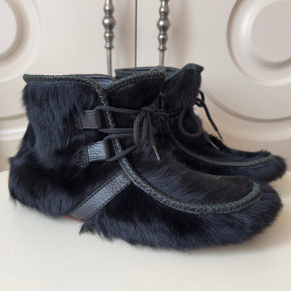 Dsquared2 F/W 1999-2000 Black Fur Moccasin Boots