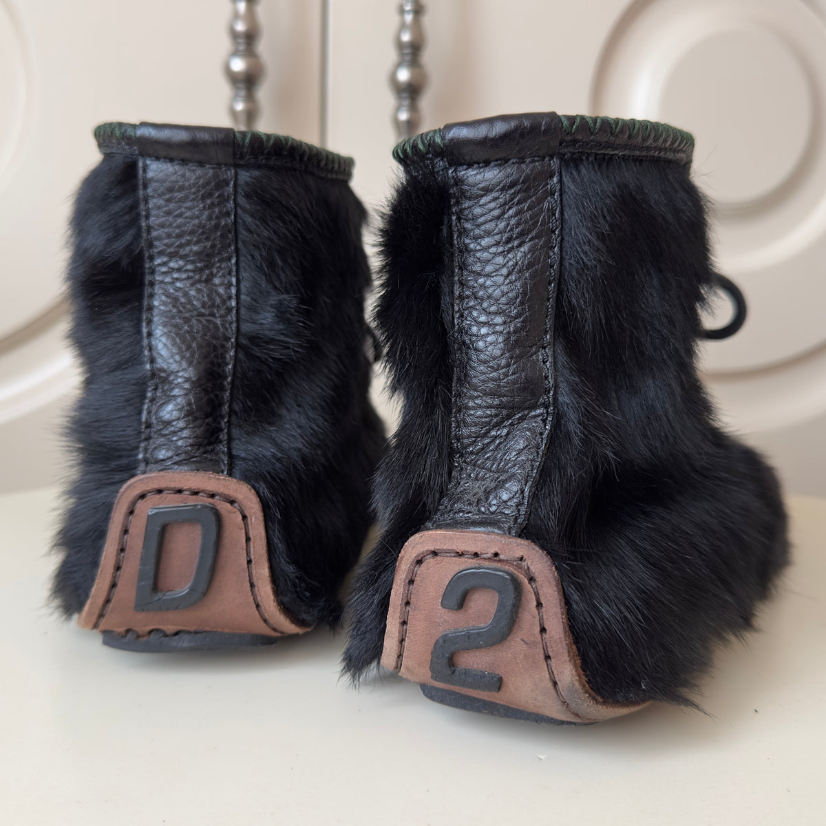 Dsquared2 F/W 1999-2000 Black Fur Moccasin Boots