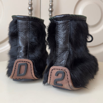 Dsquared2 F/W 1999-2000 Black Fur Moccasin Boots