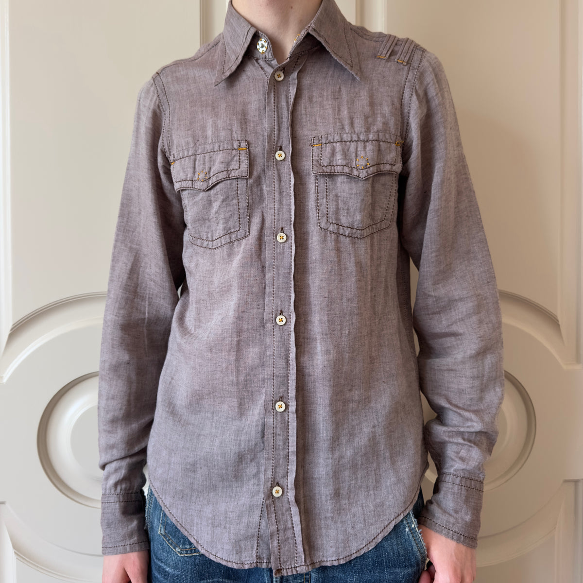 Dsquared2 S/S 2003 Linen Western Button-Up Shirt