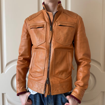 Dsquared2 F/W 2005 Orange Cafe Racer Leather Jacket