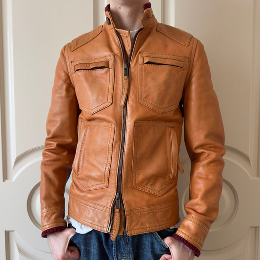 Dsquared2 F/W 2005 Orange Cafe Racer Leather Jacket