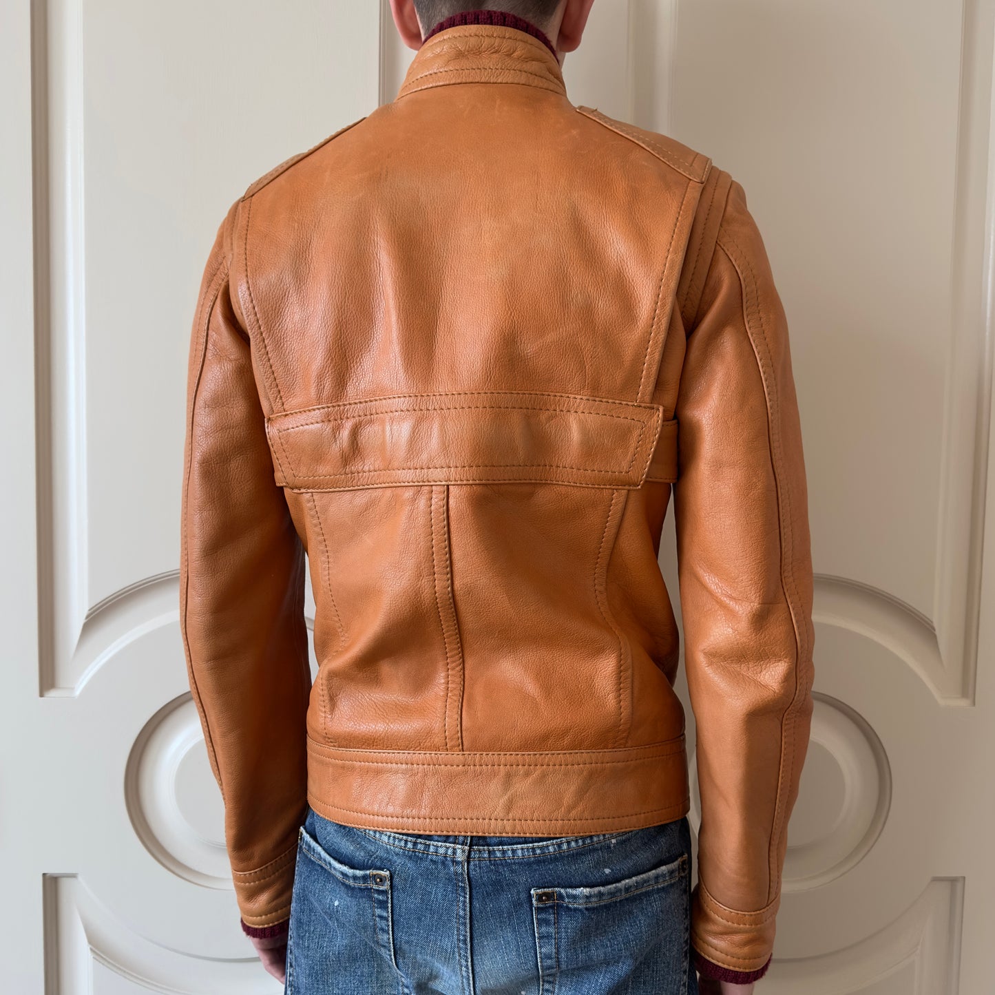 Dsquared2 F/W 2005 Orange Cafe Racer Leather Jacket